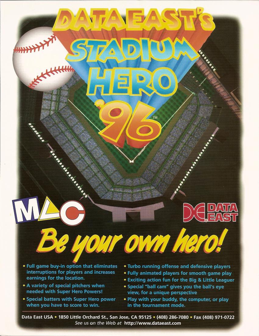 Stadium Hero '96 (USA, EAH) Arcade Game Cover